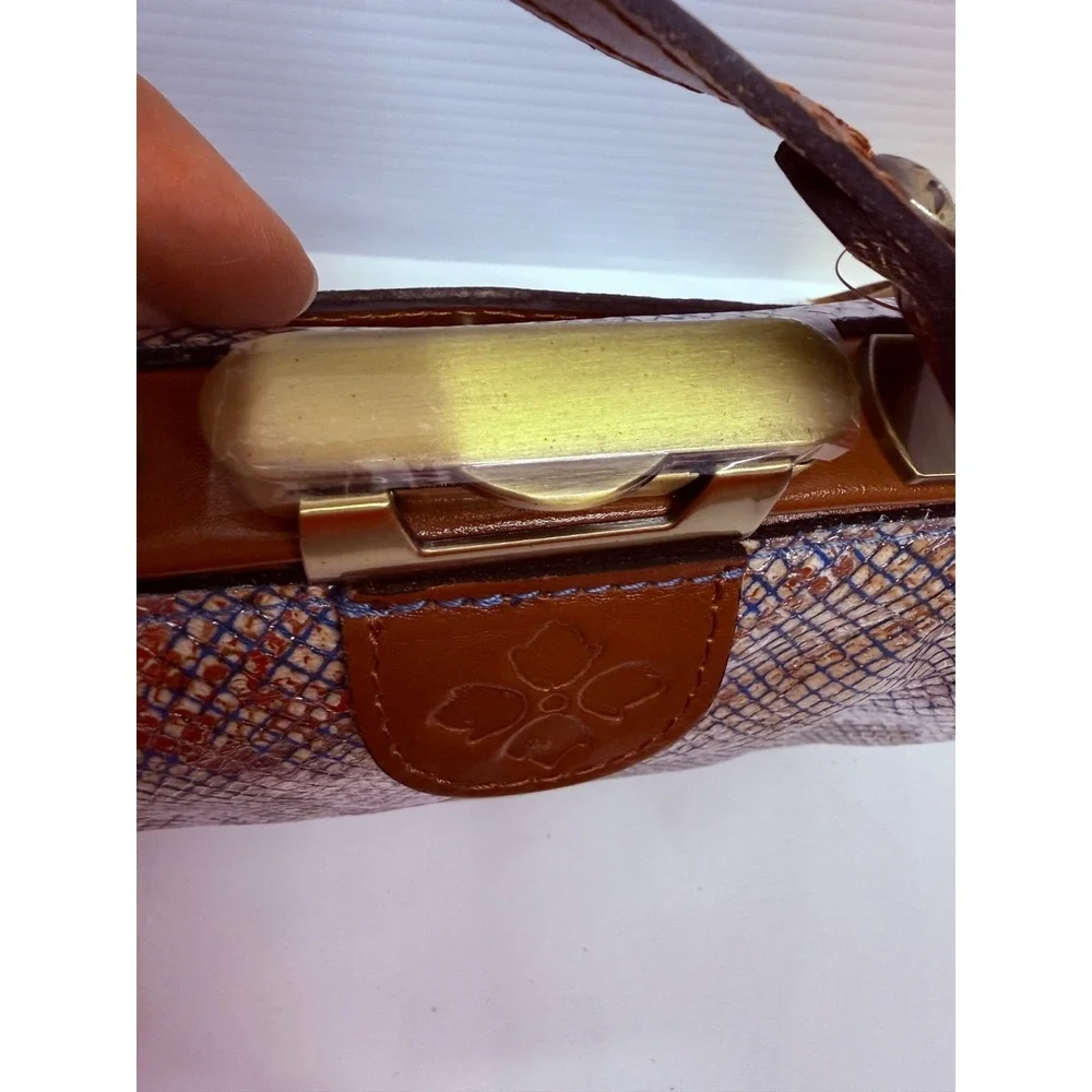 Patricia Nash Metallic Phyton Satchel Antica Small Leather Frame Purse NWT